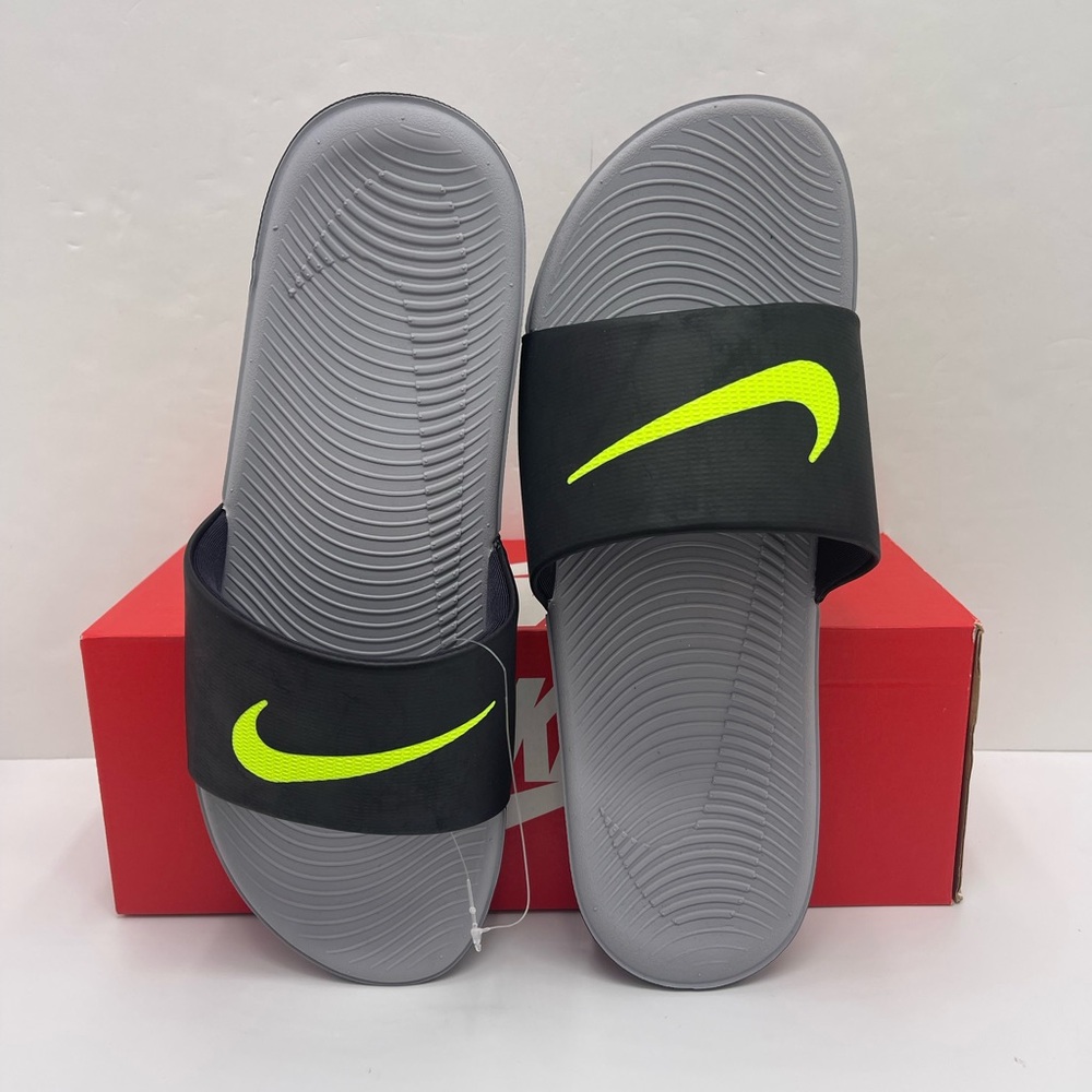 Nike Men’s Black Slides with Neon Green Logo - Picture 11 of 16